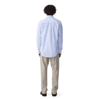 NN07 Colby BD Logo Regular Fit Oxford Shirt Blue Stripe