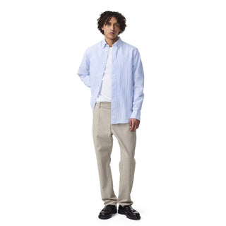 NN07 Colby BD Logo Regular Fit Oxford Shirt Blue Stripe