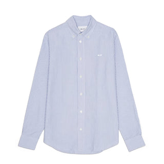 NN07 Colby BD Logo Regular Fit Oxford Shirt Blue Stripe