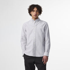 NN07 Colby BD Logo Regular Fit Oxford Shirt Brown Stripe - Parasol Store