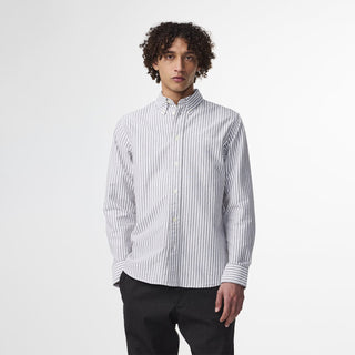 NN07 Colby BD Logo Regular Fit Oxford Shirt Brown Stripe
