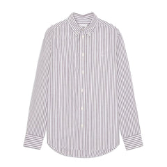 NN07 Colby BD Logo Regular Fit Oxford Shirt Brown Stripe - Parasol Store