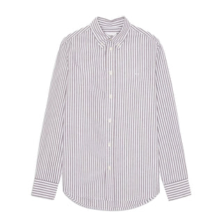 NN07 Colby BD Logo Regular Fit Oxford Shirt Brown Stripe
