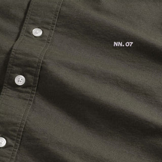NN07 Colby BD Logo Regular Fit Oxford Shirt Dark Army