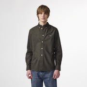 NN07 Colby BD Logo Regular Fit Oxford Shirt Dark Army
