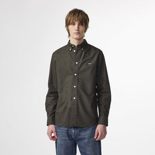 NN07 Colby BD Logo Regular Fit Oxford Shirt Dark Army