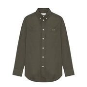 NN07 Colby BD Logo Regular Fit Oxford Shirt Dark Army