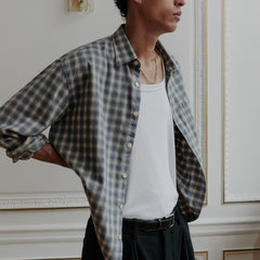 NN07 Deon Flannel Shirt Blue Check - Parasol Store