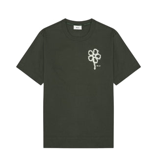 NN07 Pedro Embroidery Organic Cotton T-Shirt Dark Army
