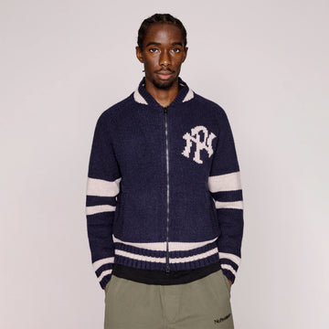 No Problemo NYP Varsity Zip Thru Knit Navy - Parasol Store