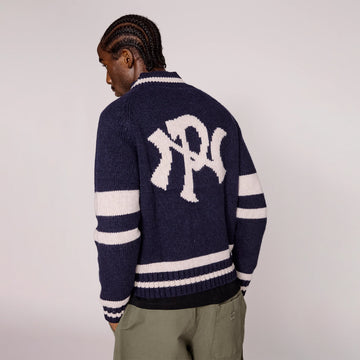 No Problemo NYP Varsity Zip Thru Knit Navy - Parasol Store
