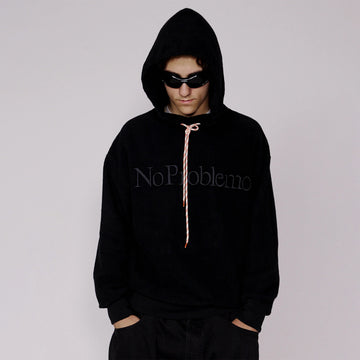 No Problemo Reverse Fleece Hoodie Black - Parasol Store