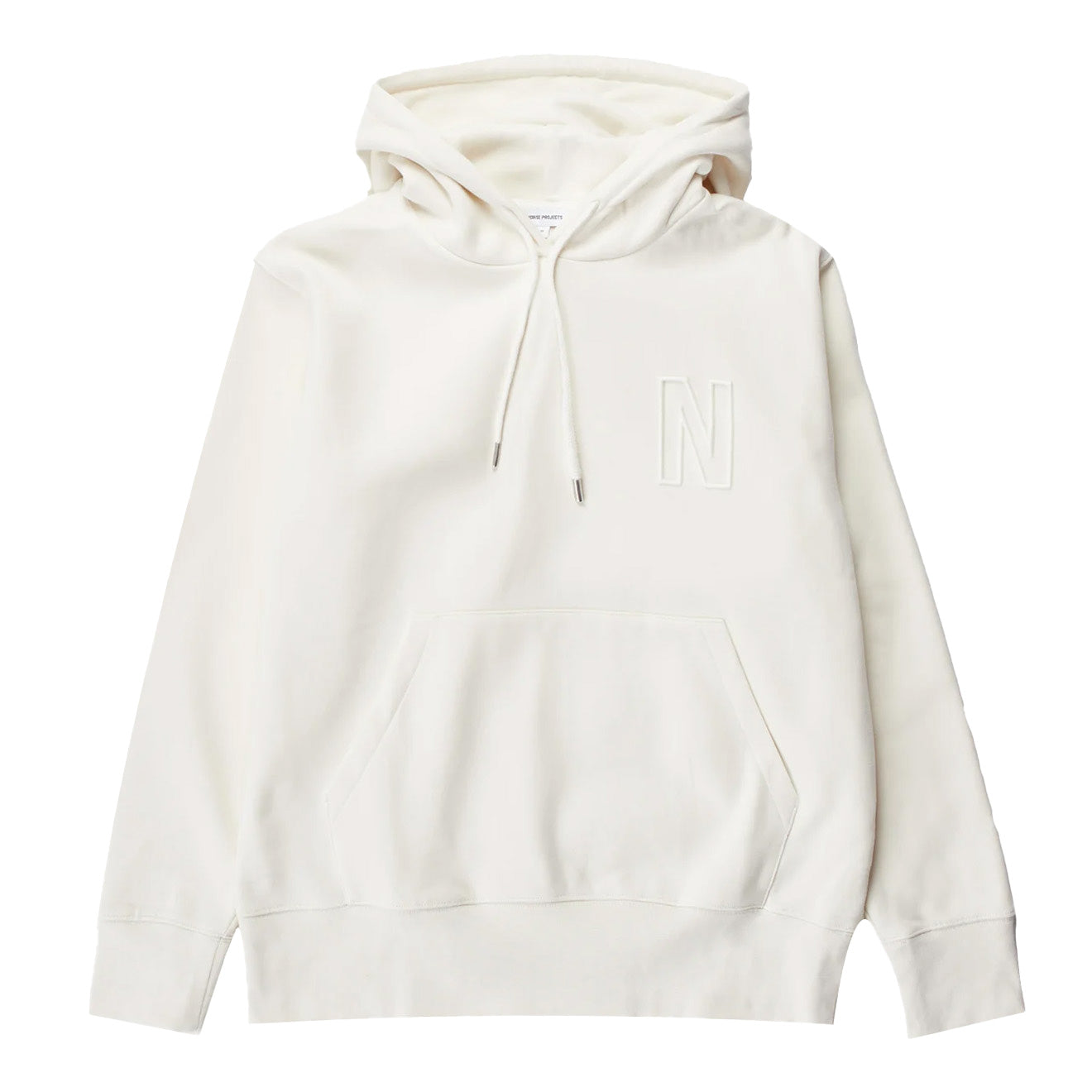 Norse Projects Arne Relaxed Organic Brushed Fleece N Logo Hoodie Ecru Norse Projects