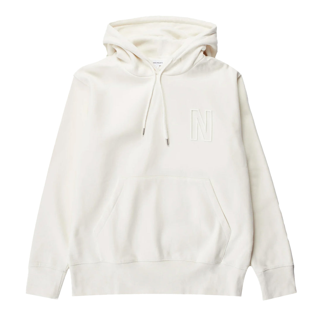 Norse Projects Arne Relaxed Organic Brushed Fleece N Logo Hoodie Ecru Norse Projects
