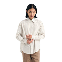 Norse Projects Algot Poplin Stripe Shirt Ecru Stripe - Parasol Store