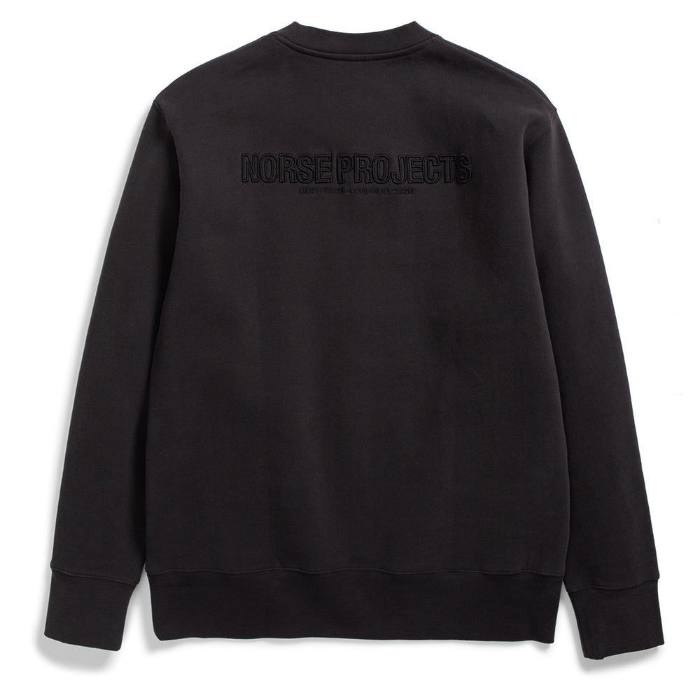 ​Norse Projects Arne Relaxed Brushed Fleece N Logo Sweat Black