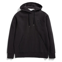 Norse Projects Arne Relaxed Organic Brushed Fleece N Logo Hoodie Black Norse Projects