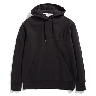 Norse Projects Arne Relaxed Organic Brushed Fleece N Logo Hoodie Black Norse Projects