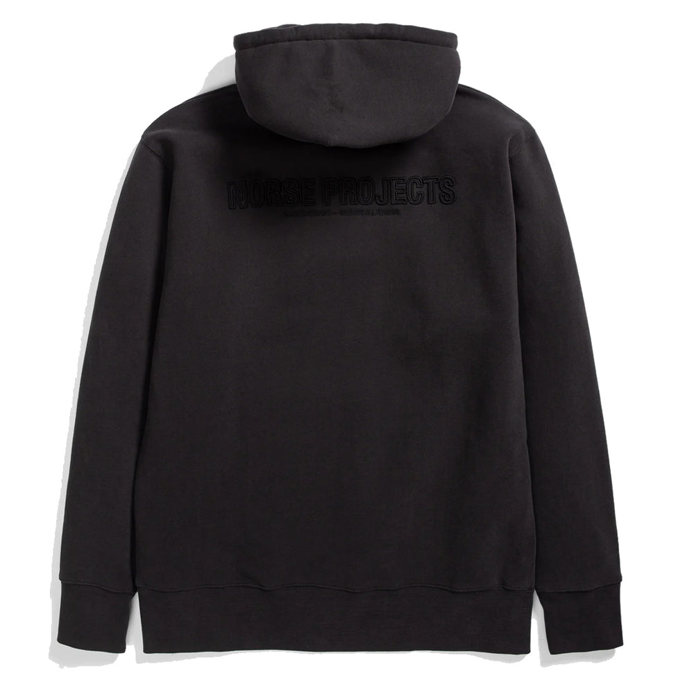 Norse Projects Arne Relaxed Organic Brushed Fleece N Logo Hoodie Black Norse Projects