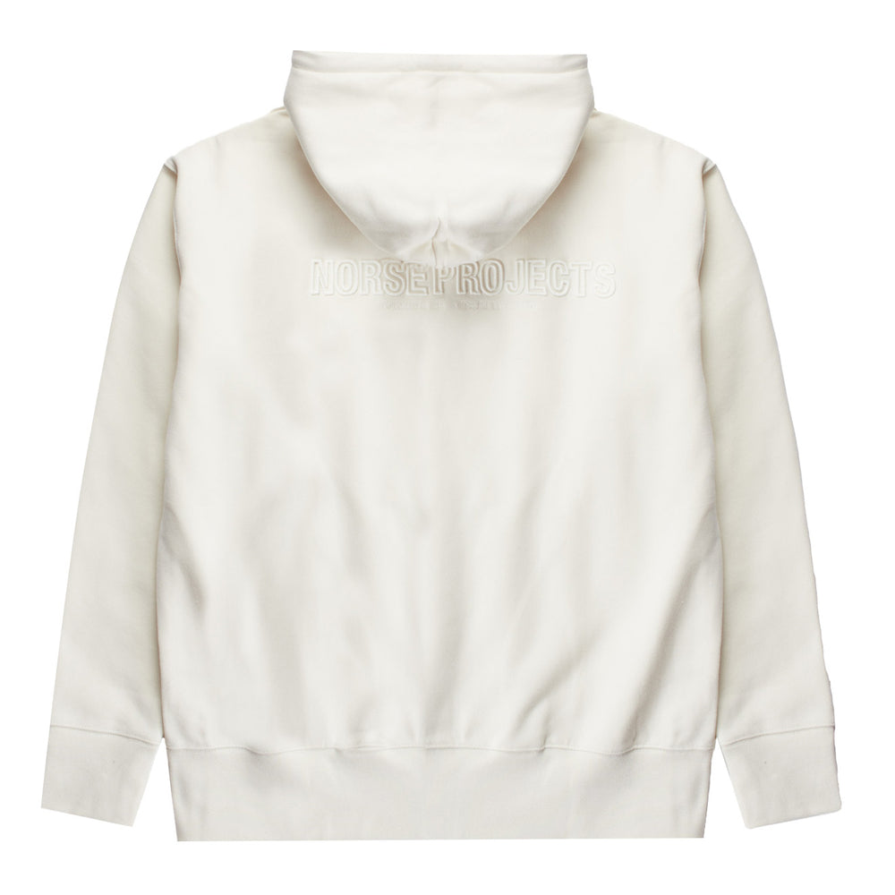 Norse Projects Arne Relaxed Organic Brushed Fleece N Logo Hoodie Ecru Norse Projects