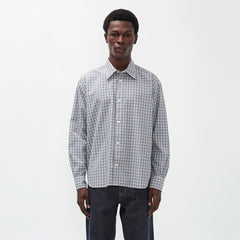 Norse Projects Falster Fine Check Oversize Shirt Cerulean