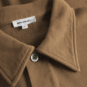 Norse Projects Fraser Relaxed Organic Loopback L/S Polo Oak