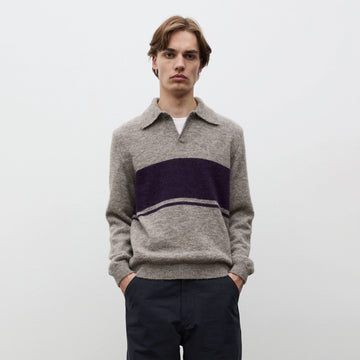 Norse Projects Gudme Baby Alpaca Stripe Polo Walnut