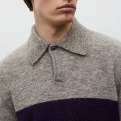 Norse Projects Gudme Baby Alpaca Stripe Polo Walnut