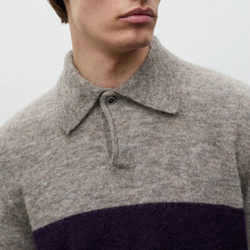 Norse Projects Gudme Baby Alpaca Stripe Polo Walnut