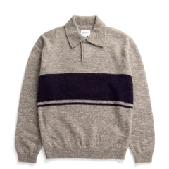 Norse Projects Gudme Baby Alpaca Stripe Polo Walnut