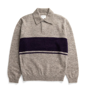 Norse Projects Gudme Baby Alpaca Stripe Polo Walnut