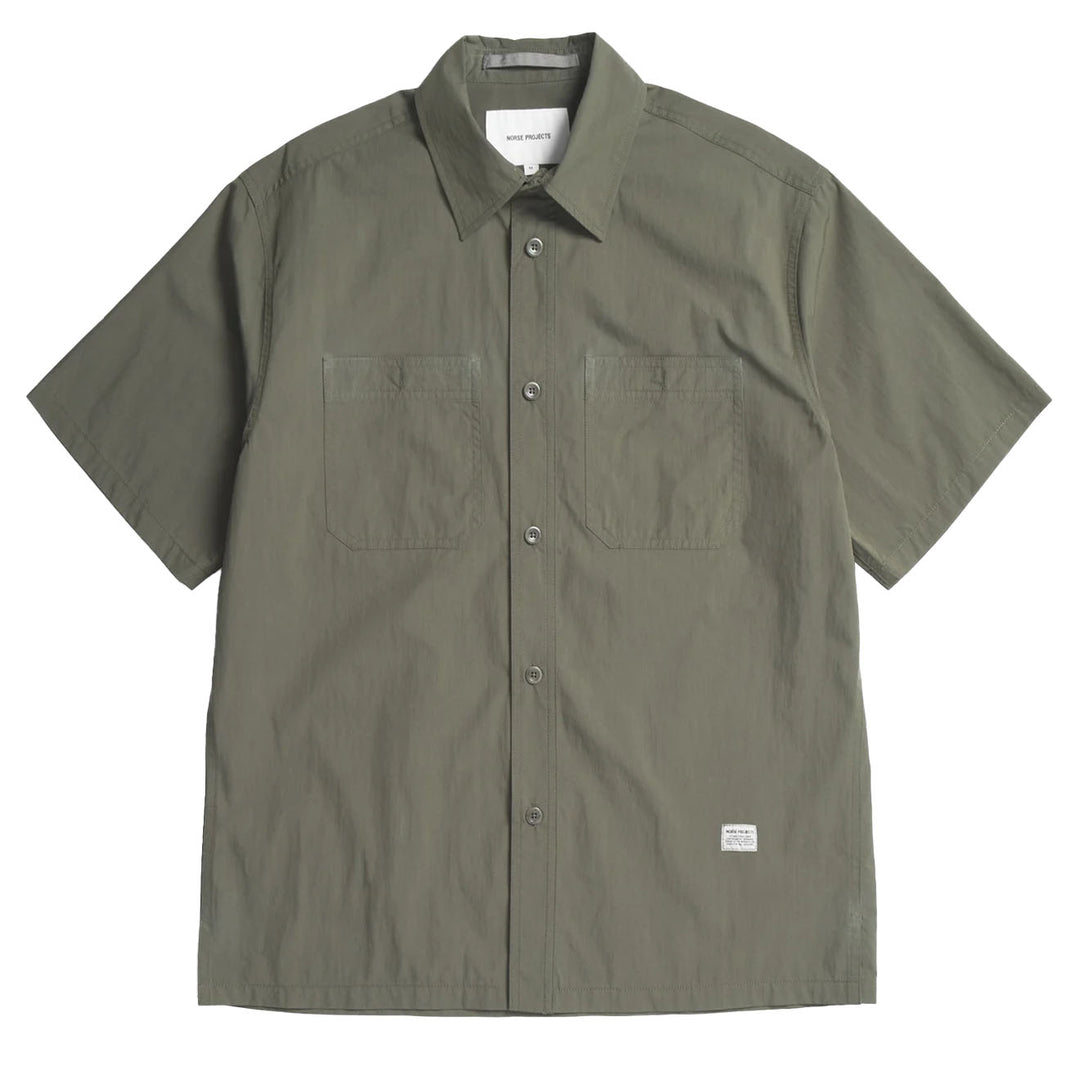 Norse Projects Ivan Tech Poplin SS Shirt Ivy Green - Parasol Store