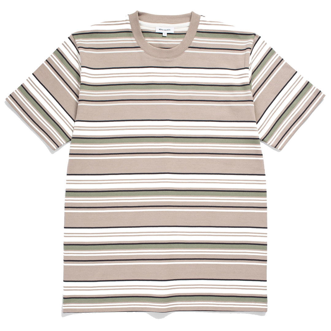 Norse Projects Johannes Weekend Stripe SS T-Shirt Light Khaki Norse Projects