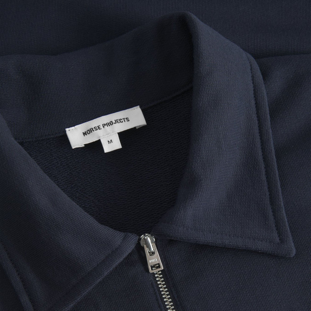 Norse Projects Ketel Relaxed Organic Half Zip Dark Navy - Parasol Store