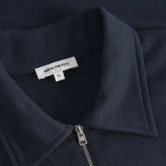 Norse Projects Ketel Relaxed Organic Half Zip Dark Navy - Parasol Store
