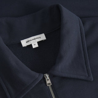 Norse Projects Ketel Relaxed Organic Half Zip Dark Navy - Parasol Store