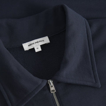 Norse Projects Ketel Relaxed Organic Half Zip Dark Navy - Parasol Store