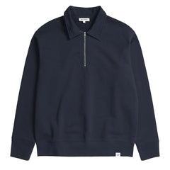 Norse Projects Ketel Relaxed Organic Half Zip Dark Navy - Parasol Store