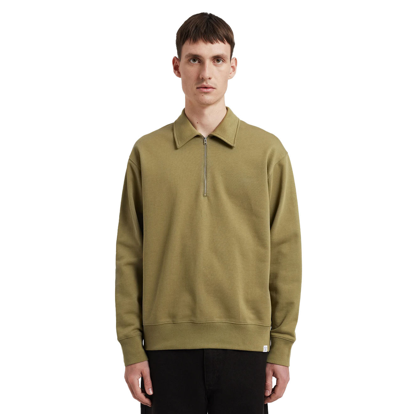 Norse Projects Ketel Relaxed Organic Half Zip Moss Green - Parasol Store