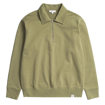 Norse Projects Ketel Relaxed Organic Half Zip Moss Green - Parasol Store