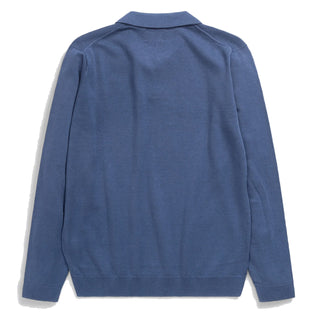 Norse Projects Leif Cotton Linen LS Polo Shirt Calcite Blue Norse Projects