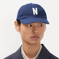 Norse Projects Light Canvas Felt N 8 Panel Cap Dark Navy