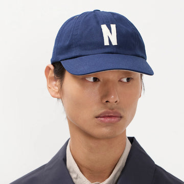 Norse Projects Light Canvas Felt N 8 Panel Cap Dark Navy