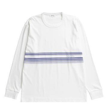 Norse Projects Loften Nautical Stripe Print Heavy LS T-shirt White