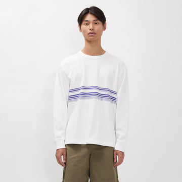 Norse Projects Loften Nautical Stripe Print Heavy LS T-shirt White
