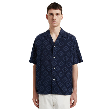 Norse Projects Mads Batik SS Shirt Dark Navy - Parasol Store