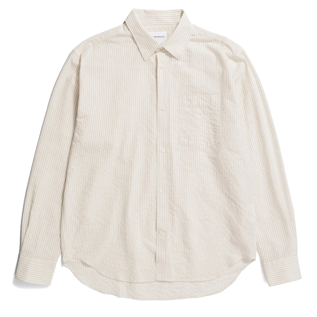Norse Projects Mo Oversized Striped Shirt Ecru - Parasol Store