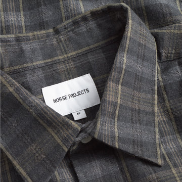 Norse Projects Ole Oversized Wool Check Shirt Charcoal Grey - Parasol Store