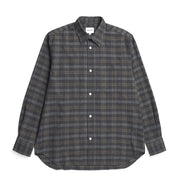 Norse Projects Ole Oversized Wool Check Shirt Charcoal Grey - Parasol Store