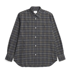 Norse Projects Ole Oversized Wool Check Shirt Charcoal Grey - Parasol Store